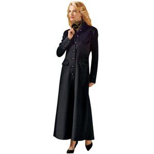 Peruvian Connection Mireille Baby Alpaca & Wool Maxi Coat 10 Black Quiet Luxury
